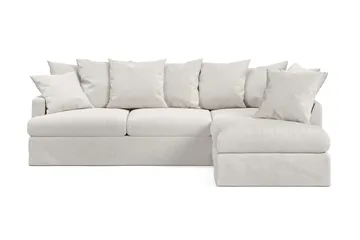 Menard Soffgrupp 4-sits Högervänd L-formad Schäslongsoffa + Fåtölj i Bouclé - Vit - Möbler - Soffa - Soffgrupp