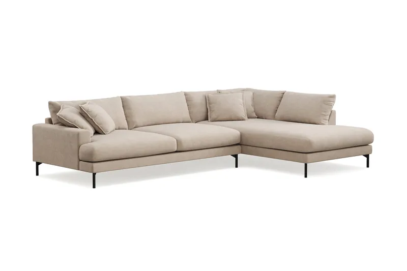 Menard Premium 5-sits Högervänd L-formad Djup Schäslongsoffa i Tyg - Beige - Möbler - Soffa - Divansoffor & schäslongsoffa