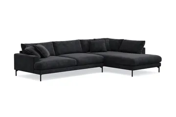 Menard Premium 5-sits Högervänd L-formad Djup Schäslongsoffa i Chenille - Trenza 01, Svart Chenille - Möbler - Soffa - Divansoffor & schäslongsoffa