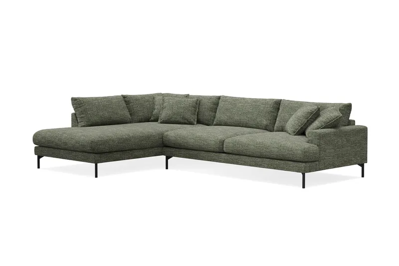 Menard Premium 5-sits Vänstervänd L-formad Djup Schäslongsoffa i Chenille - Grön - Möbler - Soffa - Divansoffor & schäslongsoffa