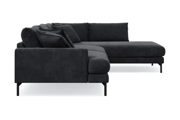 Menard Premium 5-sits Högervänd L-formad Djup Schäslongsoffa i Chenille - Trenza 01, Svart Chenille - Möbler - Soffa - Divansoffor & schäslongsoffa
