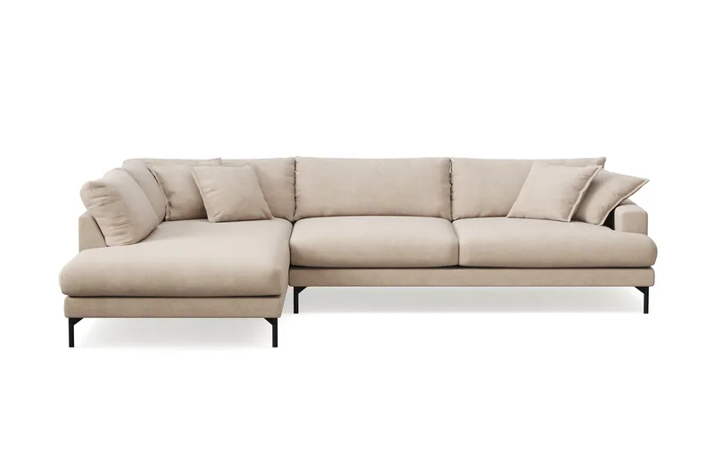Menard Premium 5-sits Vänstervänd L-formad Djup Schäslongsoffa i Tyg - Beige - Möbler - Soffa - Divansoffor & schäslongsoffa