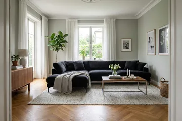 Menard Premium 5-sits Vänstervänd L-formad Djup Schäslongsoffa i Chenille - Trenza 01, Svart Chenille - Möbler - Soffa - Divansoffor & schäslongsoffa