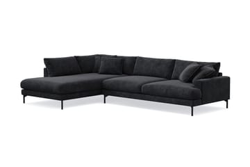 Menard Premium 5-sits Vänstervänd L-formad Djup Schäslongsoffa i Chenille - Trenza 01, Svart Chenille - Möbler - Soffa - Divansoffor & schäslongsoffa