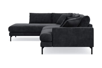 Menard Premium 5-sits Vänstervänd L-formad Djup Schäslongsoffa i Chenille - Trenza 01, Svart Chenille - Möbler - Soffa - Divansoffor & schäslongsoffa