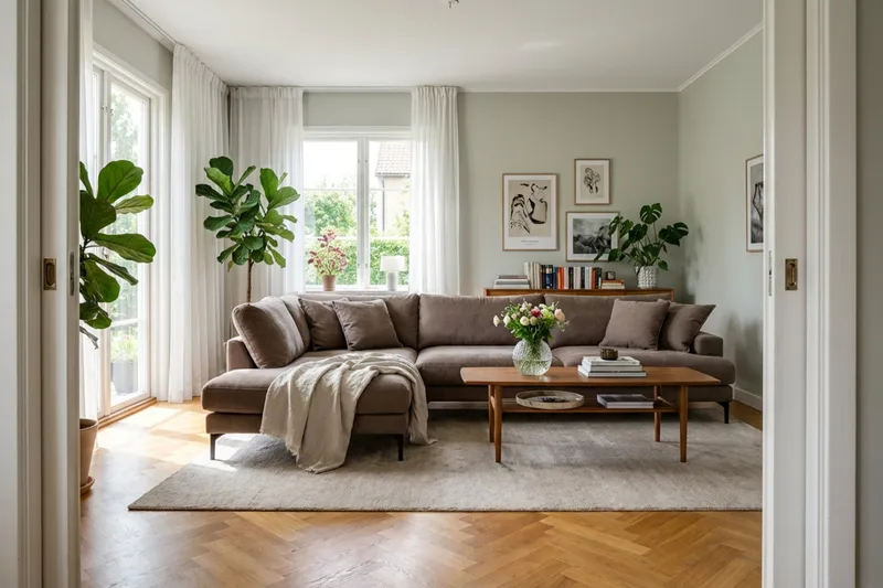 Menard Premium 5-sits Vänstervänd L-formad Djup Schäslongsoffa i Tyg - Brun - Möbler - Soffa - Divansoffor & schäslongsoffa