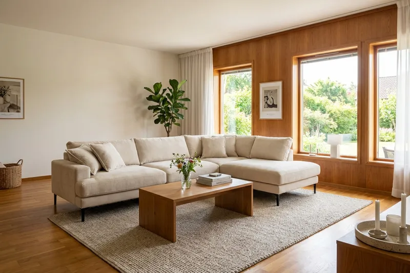 Menard Premium 5-sits Högervänd L-formad Djup Schäslongsoffa i Chenille - Beige - Möbler - Soffa - Divansoffor & schäslongsoffa