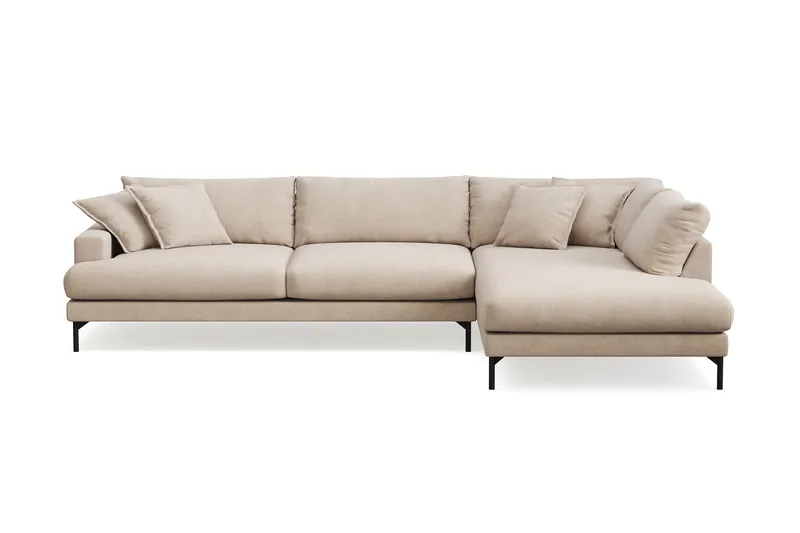 Menard Premium 5-sits Högervänd L-formad Djup Schäslongsoffa i Tyg - Beige - Möbler - Soffa - Divansoffor & schäslongsoffa