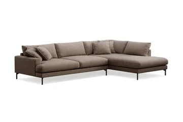Menard Premium 5-sits Högervänd L-formad Djup Schäslongsoffa i Tyg - Brun - Möbler - Soffa - Divansoffor & schäslongsoffa
