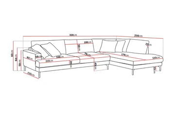 Menard Premium 5-sits Högervänd L-formad Djup Schäslongsoffa i Chenille - Brun - Möbler - Soffa - Divansoffor & schäslongsoffa