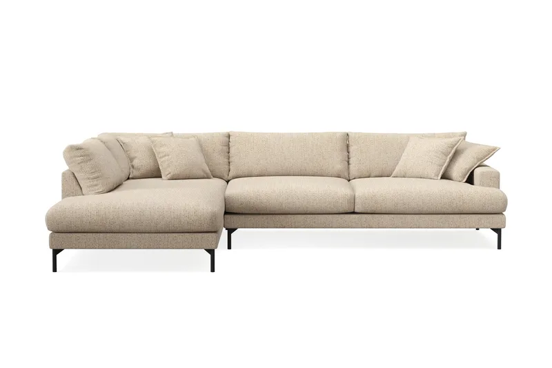 Menard Premium 5-sits Vänstervänd L-formad Djup Schäslongsoffa i Chenille - Beige - Möbler - Soffa - Divansoffor & schäslongsoffa