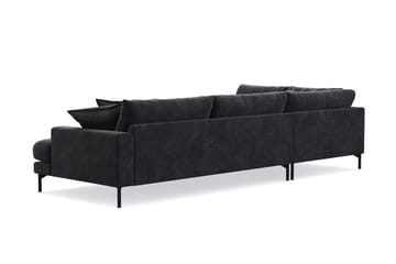 Menard Premium 5-sits Vänstervänd L-formad Djup Schäslongsoffa i Chenille - Trenza 01, Svart Chenille - Möbler - Soffa - Divansoffor & schäslongsoffa