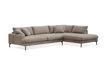 Menard Premium 5-sits Högervänd L-formad Djup Schäslongsoffa i Chenille - Brun - Möbler - Soffa - Divansoffor & schäslongsoffa