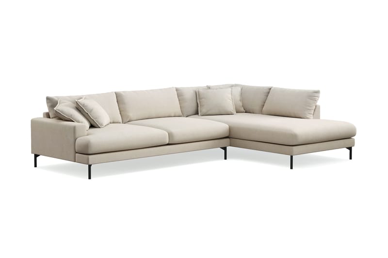 Menard Premium 5-sits Högervänd L-formad Djup Schäslongsoffa i Tyg - Beige - Möbler - Soffa - Divansoffor & schäslongsoffa