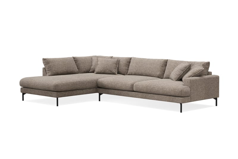 Menard Premium 5-sits Vänstervänd L-formad Djup Schäslongsoffa i Chenille - Brun - Möbler - Soffa - Divansoffor & schäslongsoffa