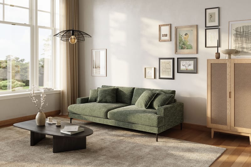Menard Premium 4-sits Djup Soffa i Chenille - Grön - Möbler - Soffa - 4 sits soffa