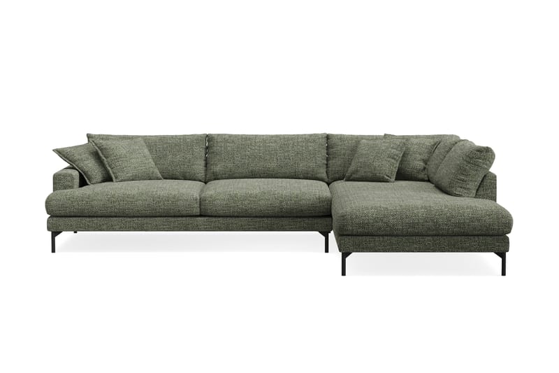 Menard Premium 5-sits Högervänd L-formad Djup Schäslongsoffa i Chenille - Grön - Möbler - Soffa - Divansoffor & schäslongsoffa