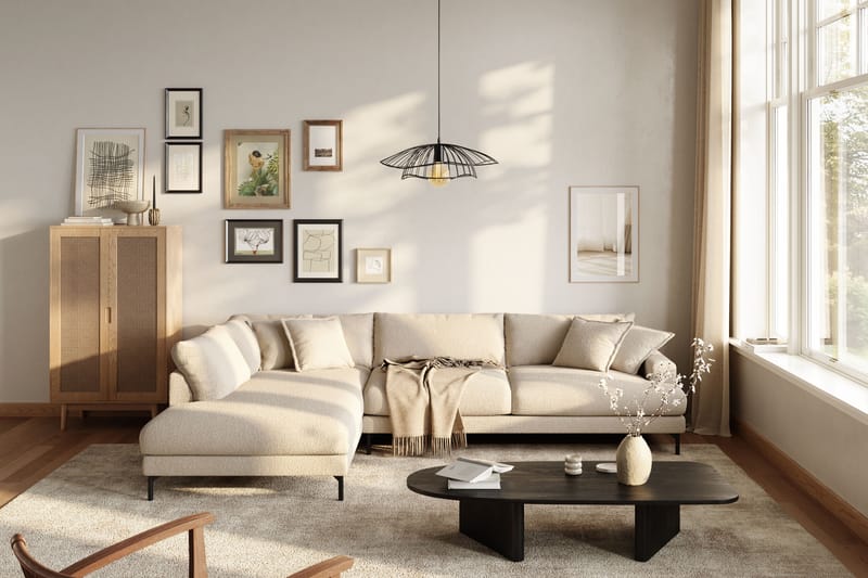 Menard Premium 5-sits Vänstervänd L-formad Djup Schäslongsoffa i Bouclé - Ljusbeige - Möbler - Soffa - Divansoffor & schäslongsoffa
