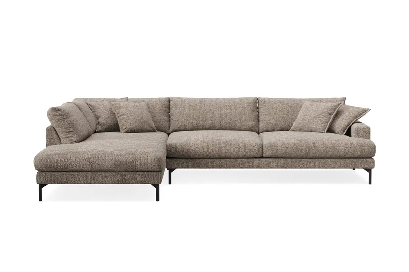 Menard Premium 5-sits Vänstervänd L-formad Djup Schäslongsoffa i Chenille - Brun - Möbler - Soffa - Divansoffor & schäslongsoffa
