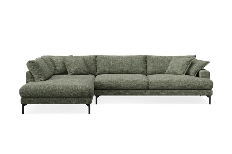 Menard Premium 5-sits Vänstervänd L-formad Djup Schäslongsoffa i Chenille - Grön - Möbler - Soffa - Divansoffor & schäslongsoffa