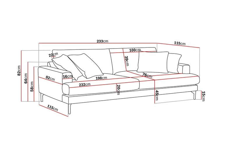 Menard Premium 4-sits Djup Soffa i Chenille - Ljusbeige - Möbler - Soffa - 4 sits soffa