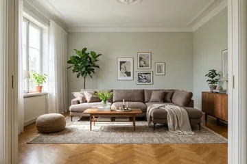 Menard Premium 5-sits Högervänd L-formad Djup Schäslongsoffa i Tyg - Brun - Möbler - Soffa - Divansoffor & schäslongsoffa