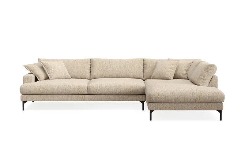 Menard Premium 5-sits Högervänd L-formad Djup Schäslongsoffa i Chenille - Beige - Möbler - Soffa - Divansoffor & schäslongsoffa