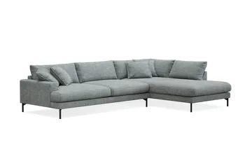 Menard Premium 5-sits Högervänd L-formad Djup Schäslongsoffa i Chenille - Grå/Blå - Möbler - Soffa - Divansoffor & schäslongsoffa