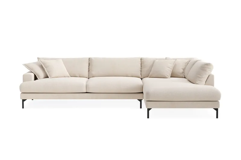 Menard Premium 5-sits Högervänd L-formad Djup Schäslongsoffa i Chenille, Ljusbeige