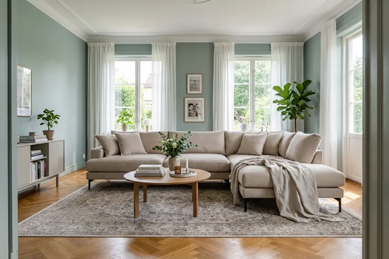 Menard Premium 5-sits Högervänd L-formad Djup Schäslongsoffa i Tyg - Beige - Möbler - Soffa - Divansoffor & schäslongsoffa