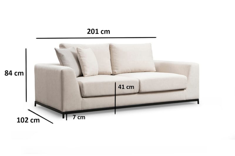 Mezonzo 3-sits Soffa - Beige - 3 sits soffa
