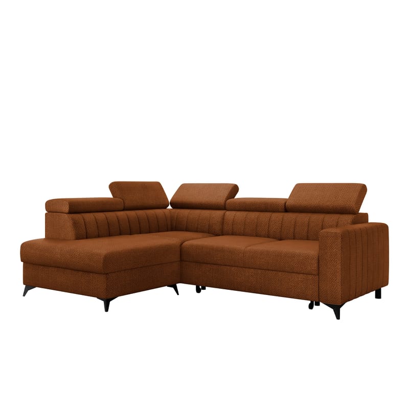Milano 4-sits Bäddsoffa schäslong vänster med förvaring, brun