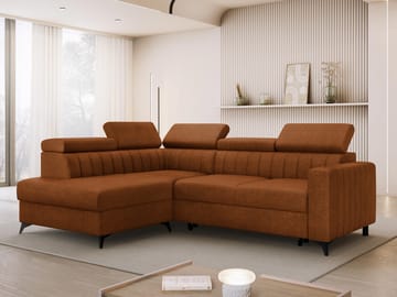 Milano 4-sits Bäddsoffa schäslong vänster med förvaring - brun - Möbler - Soffa - Bäddsoffa