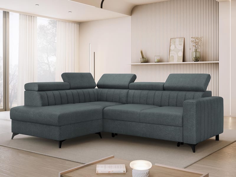 Milano 4-sits Bäddsoffa schäslong vänster med förvaring - Mörkgrå - Möbler - Soffa - Bäddsoffa