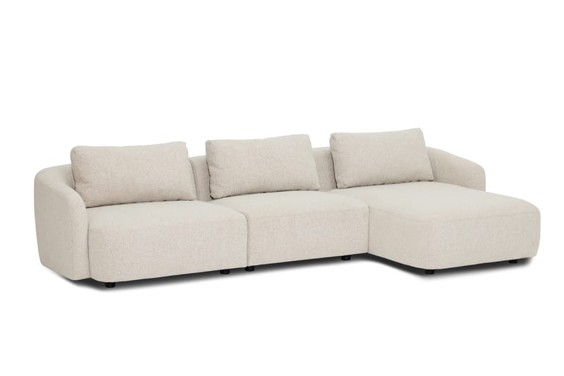 Milano 5-sits Rundad Högervänd L-soffa med Låg Rygg i Beige Boucle - Möbler - Soffa - Divansoffor & schäslongsoffa