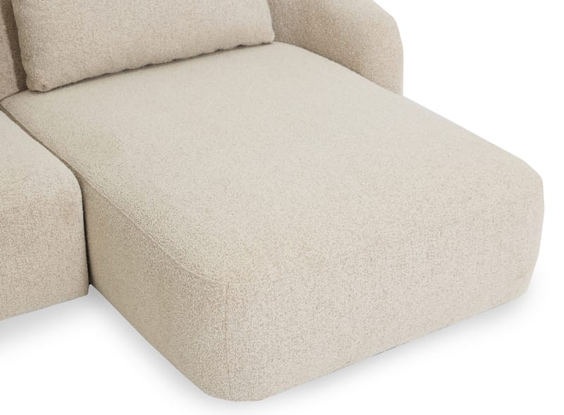 Milano 5-sits Rundad Högervänd L-soffa med Låg Rygg i Beige Boucle - Möbler - Soffa - Divansoffor & schäslongsoffa