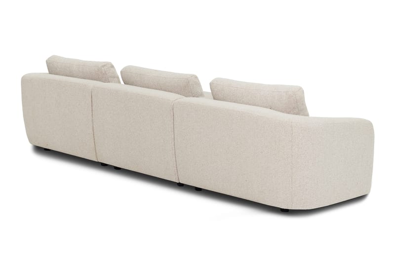Milano 5-sits Rundad Högervänd L-soffa med Låg Rygg i Beige Boucle - Möbler - Soffa - Divansoffor & schäslongsoffa