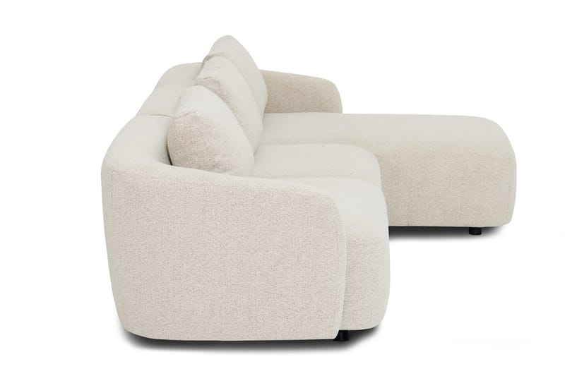 Milano 5-sits Rundad Högervänd L-soffa med Låg Rygg i Beige Boucle - Möbler - Soffa - Divansoffor & schäslongsoffa