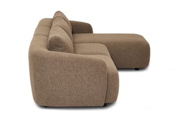 Milano 5-sits Rundad Högervänd L-soffa med Låg Rygg i Brun Boucle - Brun - Möbler - Soffa - Divansoffor & schäslongsoffa