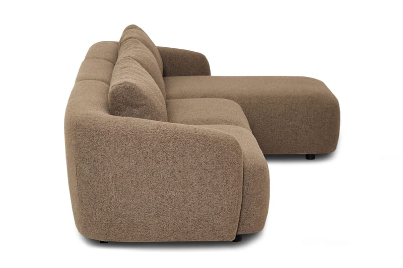 Milano 5-sits Rundad Högervänd L-soffa med Låg Rygg i Brun Boucle - Brun - Möbler - Soffa - Divansoffor & schäslongsoffa