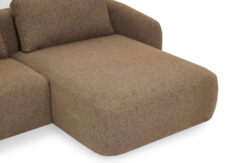 Milano 5-sits Rundad Högervänd L-soffa med Låg Rygg i Brun Boucle - Brun - Möbler - Soffa - Divansoffor & schäslongsoffa