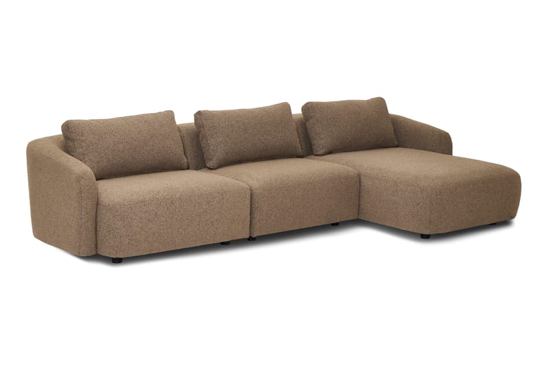 Milano 5-sits Rundad Högervänd L-soffa med Låg Rygg i Brun Boucle - Brun - Möbler - Soffa - Divansoffor & schäslongsoffa