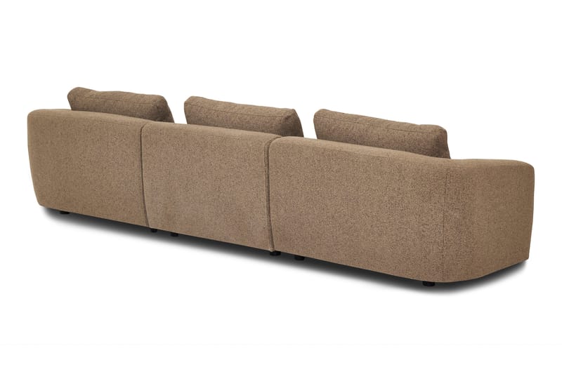 Milano 5-sits Rundad Högervänd L-soffa med Låg Rygg i Brun Boucle - Brun - Möbler - Soffa - Divansoffor & schäslongsoffa