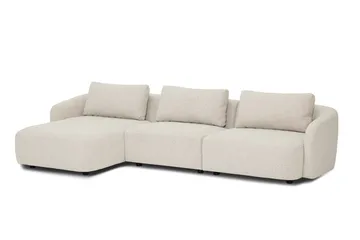 Milano 5-sits Rundad Vänstervänd L-soffa med Låg Rygg i Beige Boucle - Beige - Möbler - Soffa - Divansoffor & schäslongsoffa
