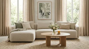 Milano 5-sits Rundad Vänstervänd L-soffa med Låg Rygg i Beige Boucle - Beige - Möbler - Soffa - Divansoffor & schäslongsoffa