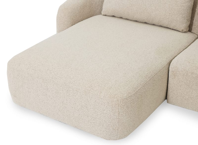 Milano 5-sits Rundad Vänstervänd L-soffa med Låg Rygg i Beige Boucle - Möbler - Soffa - Divansoffor & schäslongsoffa