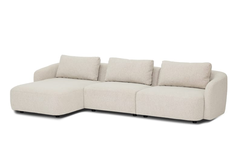 Milano 5-sits Rundad Vänstervänd L-soffa med Låg Rygg i Beige Boucle - Möbler - Soffa - Divansoffor & schäslongsoffa