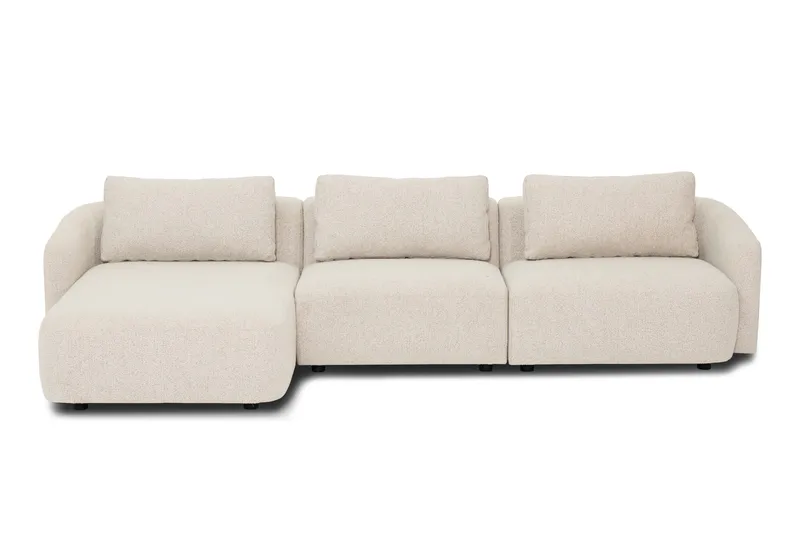 Milano 5-sits Rundad Vänstervänd L-soffa med Låg Rygg i Beige Boucle, undefined