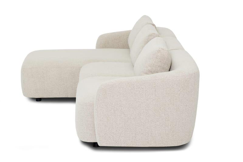 Milano 5-sits Rundad Vänstervänd L-soffa med Låg Rygg i Beige Boucle - Möbler - Soffa - Divansoffor & schäslongsoffa