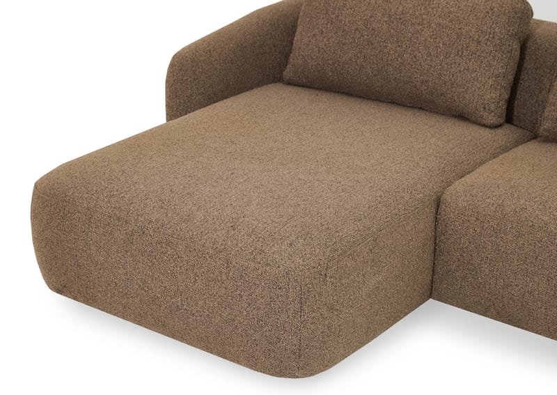 Milano 5-sits Rundad Vänstervänd L-soffa med Låg Rygg i Brun Boucle - Möbler - Soffa - Divansoffor & schäslongsoffa